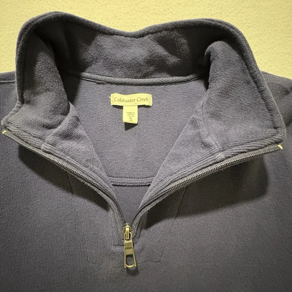 Coldwater Creek Women's‎ 1/4 Zip Pullover Sweater Blue 100% Cotton Size XL (18)